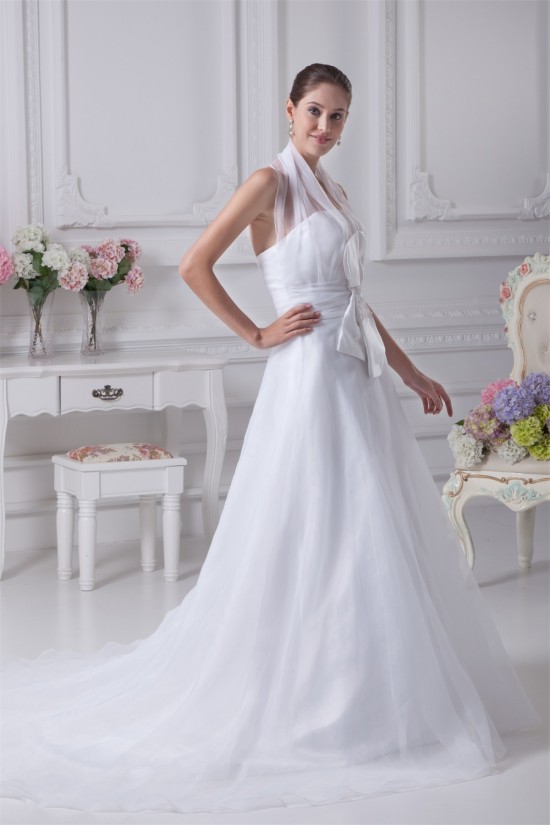 A-Line Halter Court Train Beaded Wedding Dresses 2030046 A-Line Halter Court Train Beaded Wedding Dresses 2030046