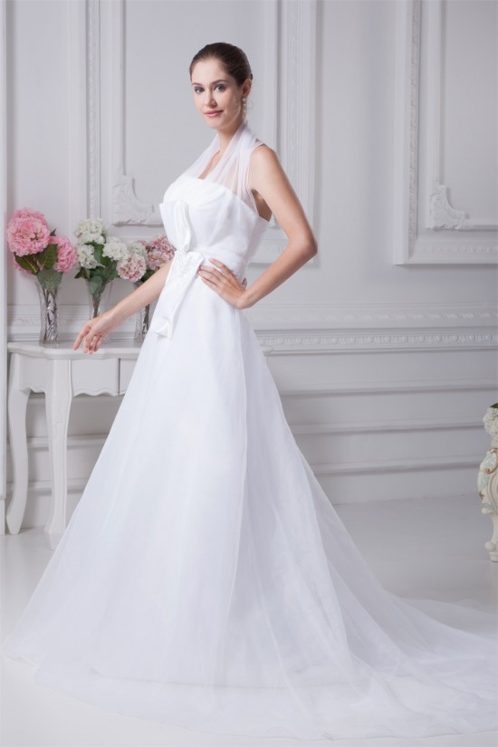 A-Line Halter Court Train Beaded Wedding Dresses 2030046 A-Line Halter Court Train Beaded Wedding Dresses 2030046