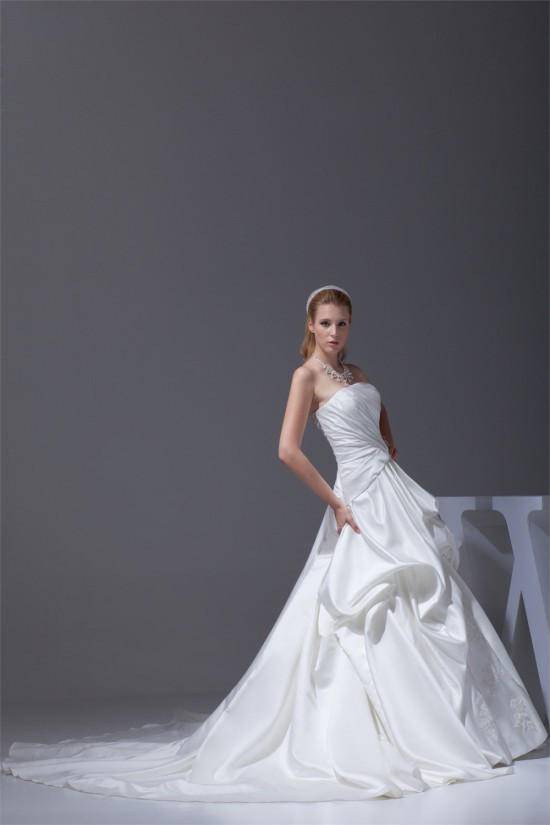 Amazing A-Line Strapless Chapel Train Beaded Appliques Wedding Dresses 2030047 Amazing A-Line Strapless Chapel Train Beaded Appliques Wedding Dresses 2030047