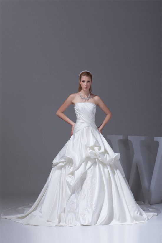 Amazing A-Line Strapless Chapel Train Beaded Appliques Wedding Dresses 2030047 Amazing A-Line Strapless Chapel Train Beaded Appliques Wedding Dresses 2030047