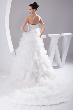 Amazing Ball Gown Sweetheart Satin Organza Ruched Wedding Dresses 2030048