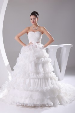Amazing Ball Gown Sweetheart Satin Organza Ruched Wedding Dresses 2030048