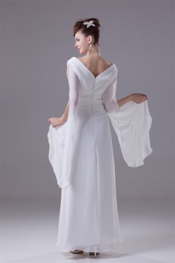 Amazing A-Line Ankle Length V-Neck Chiffon Wedding Dresses 2030050