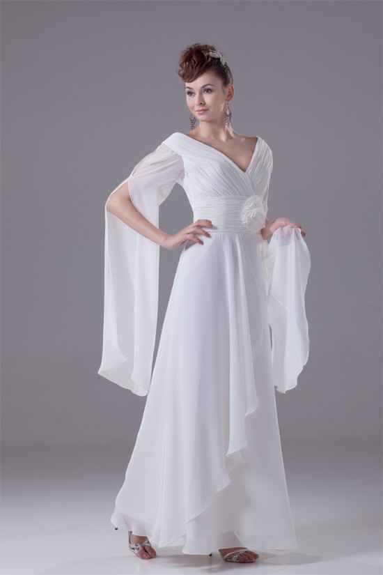 Amazing A-Line Ankle Length V-Neck Chiffon Wedding Dresses 2030050 Amazing A-Line Ankle Length V-Neck Chiffon Wedding Dresses 2030050