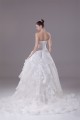 Amazing Organza Taffeta Strapless Beaded Appliques Chapel Train A-Line Wedding Dresses 2030052