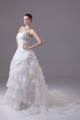 Amazing Organza Taffeta Strapless Beaded Appliques Chapel Train A-Line Wedding Dresses 2030052