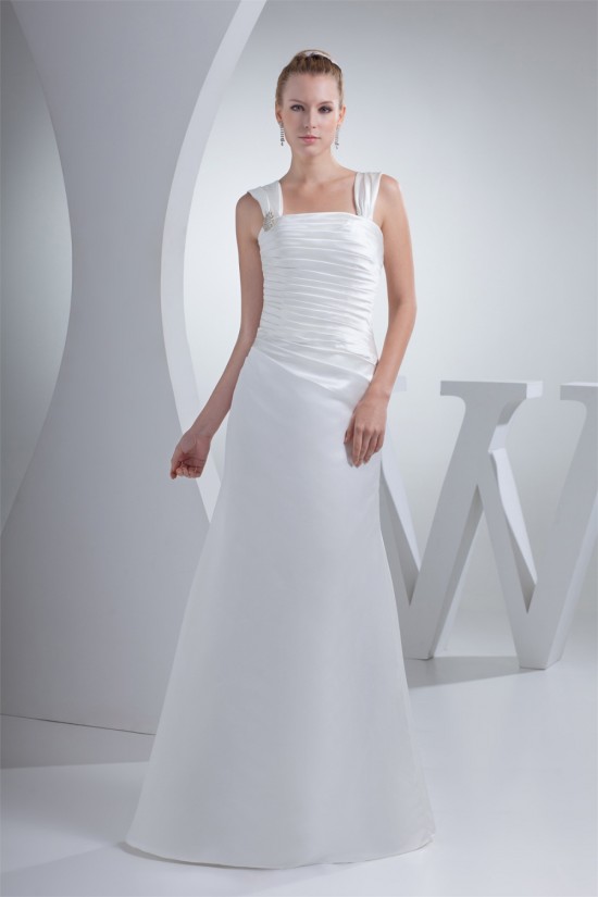 Satin Illusion Sleeves Square Floor-Length Wedding Dresses 2030053 Satin Illusion Sleeves Square Floor-Length Wedding Dresses 2030053
