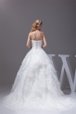 Amazing A-Line Satin Organza Beaded Applique Sweetheart Wedding Dresses 2030055