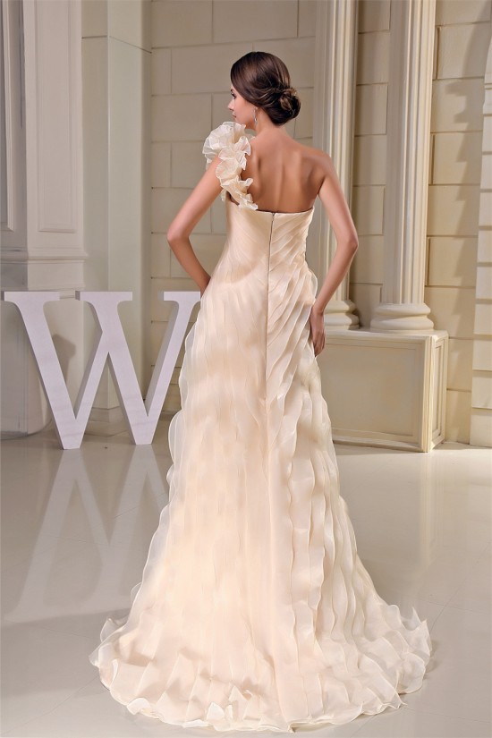 Amazing Sleeveless One-Shoulder A-Line Handmade Flowers Wedding Dresses 2030057 Amazing Sleeveless One-Shoulder A-Line Handmade Flowers Wedding Dresses 2030057