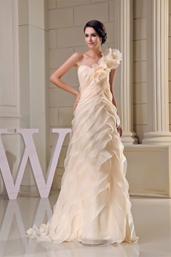 Amazing Sleeveless One-Shoulder A-Line Handmade Flowers Wedding Dresses 2030057