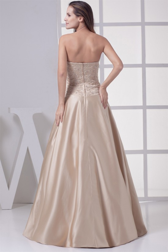 A-Line Strapless Floor-Length Beaded Satin Wedding Dresses 2030058 A-Line Strapless Floor-Length Beaded Satin Wedding Dresses 2030058