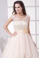 Ball Gown Sleeveless Satin Organza Fine Netting Lace Wedding Dresses 2030062