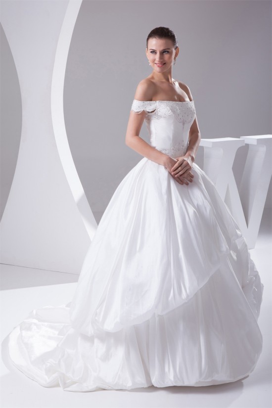 Ball Gown Sleeveless Taffeta Off-the-Shoulder New Arrival Wedding Dresses 2030064 Ball Gown Sleeveless Taffeta Off-the-Shoulder New Arrival Wedding Dresses 2030064