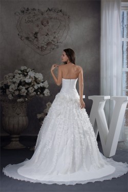 Ball Gown Strapless Sleeveless Satin Organza Taffeta Sweet Wedding Dresses 2030065