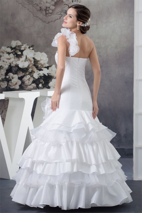 Beautiful Satin Organza Taffeta A-Line One-Shoulder Sleeveless Wedding Dresses 2030069 Beautiful Satin Organza Taffeta A-Line One-Shoulder Sleeveless Wedding Dresses 2030069