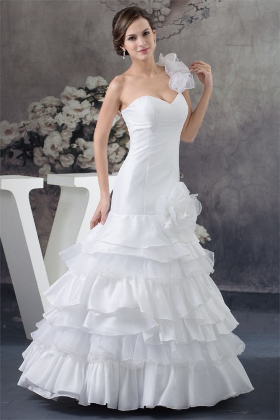 Beautiful Satin Organza Taffeta A-Line One-Shoulder Sleeveless Wedding Dresses 2030069 Beautiful Satin Organza Taffeta A-Line One-Shoulder Sleeveless Wedding Dresses 2030069