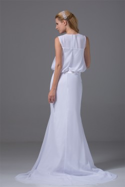 Beautiful Scoop Sleeveless Chiffon Mermaid/Trumpet Beaded Wedding Dresses 2030071