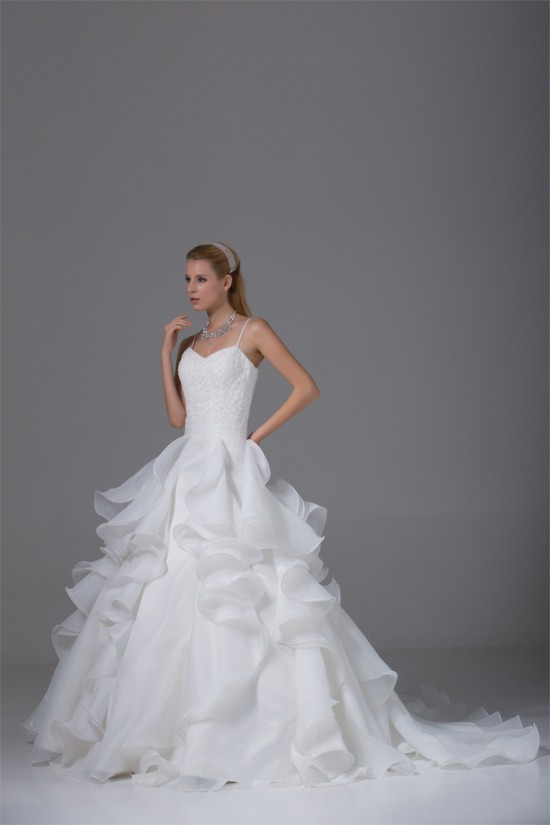 Beautiful Ball Gown Sweetheart Spaghetti Strap Beaded Appliques Wedding Dresses 2030073