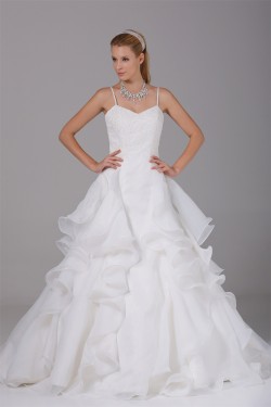 Beautiful Ball Gown Sweetheart Spaghetti Strap Beaded Appliques Wedding Dresses 2030073