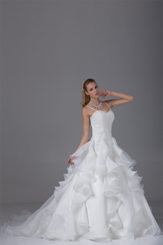 Beautiful Ball Gown Sweetheart Spaghetti Strap Beaded Appliques Wedding Dresses 2030073