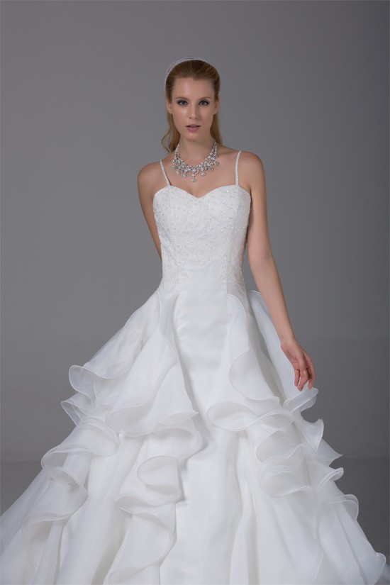 Beautiful Ball Gown Sweetheart Spaghetti Strap Beaded Appliques Wedding Dresses 2030073