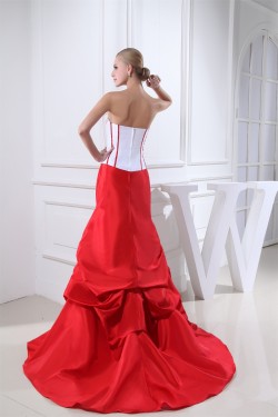 Trumpet/Mermaid Organza Taffeta Strapless Court Train Wedding Dresses 2030075