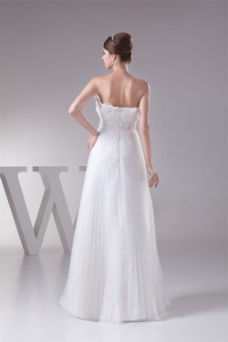 A-Line Strapless Beaded Floor-Length Pleated Wedding Dresses 2030076