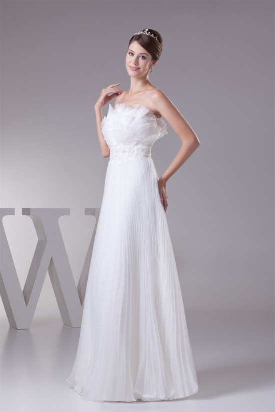 A-Line Strapless Beaded Floor-Length Pleated Wedding Dresses 2030076 A-Line Strapless Beaded Floor-Length Pleated Wedding Dresses 2030076