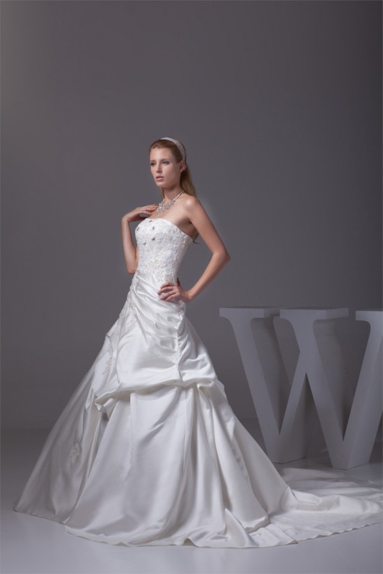 Beautiful Sleeveless Satin Strapless Ball Gown Beaded Lace Wedding Dresses 2030077 Beautiful Sleeveless Satin Strapless Ball Gown Beaded Lace Wedding Dresses 2030077