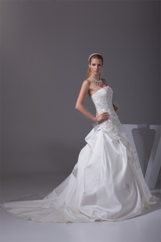 Beautiful Sleeveless Satin Strapless Ball Gown Beaded Lace Wedding Dresses 2030077 Beautiful Sleeveless Satin Strapless Ball Gown Beaded Lace Wedding Dresses 2030077
