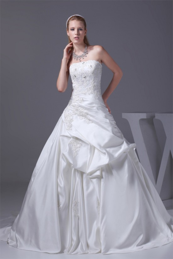 Beautiful Sleeveless Satin Strapless Ball Gown Beaded Lace Wedding Dresses 2030077 Beautiful Sleeveless Satin Strapless Ball Gown Beaded Lace Wedding Dresses 2030077