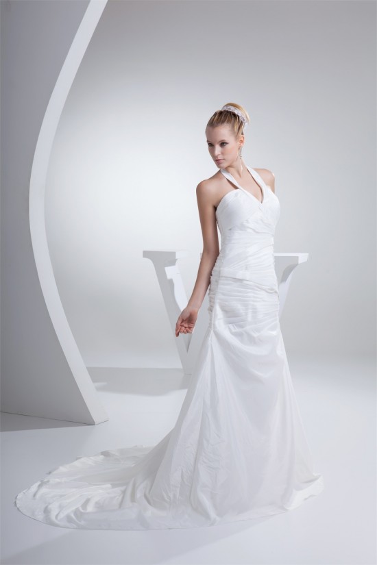 A-Line Halter Court Train Wedding Dresses 2030078 A-Line Halter Court Train Wedding Dresses 2030078