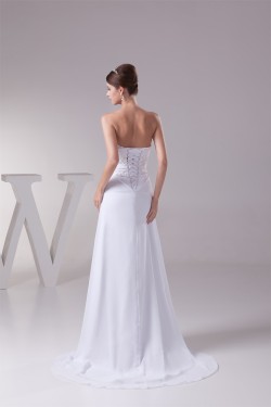 A-Line Sweetheart Beaded Appliques Chiffon Lace Wedding Dresses 2030081