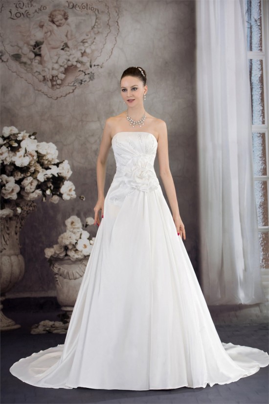 A-Line Strapless Sleeveless Beaded Taffeta Wedding Dresses 2030082 A-Line Strapless Sleeveless Beaded Taffeta Wedding Dresses 2030082