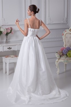 A-Line Spaghetti Straps Taffeta Sleeveless Wedding Dresses 2030083
