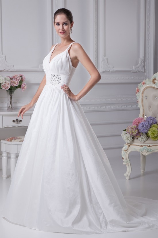 A-Line Spaghetti Straps Taffeta Sleeveless Wedding Dresses 2030083 A-Line Spaghetti Straps Taffeta Sleeveless Wedding Dresses 2030083