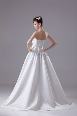 Breathtaking A-Line Sweetheart Sleeveless Satin Reception Wedding Dresses 2030085