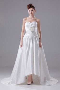 Breathtaking A-Line Sweetheart Sleeveless Satin Reception Wedding Dresses 2030085