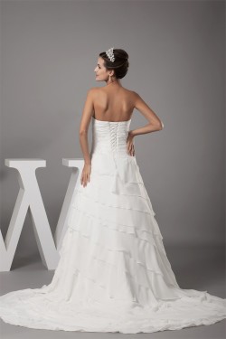 Breathtaking Sweetheart A-Line Chiffon Satin Sweet Wedding Dresses 2030086