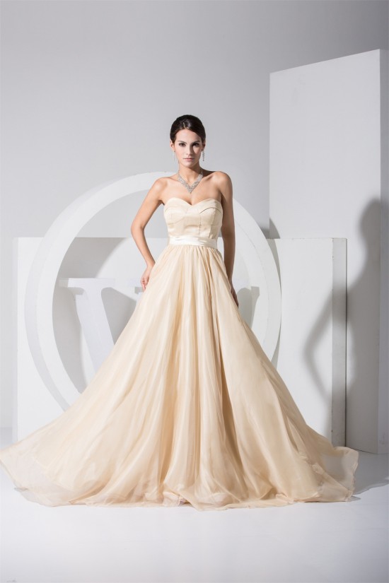 A-Line Brush Sweep Train Sweetheart Satin Organza Wedding Dresses 2030089 A-Line Brush Sweep Train Sweetheart Satin Organza Wedding Dresses 2030089