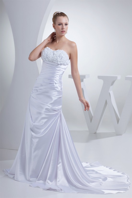 A-Line Silk like Satin Sweetheart Wedding Dresses 2030090 A-Line Silk like Satin Sweetheart Wedding Dresses 2030090