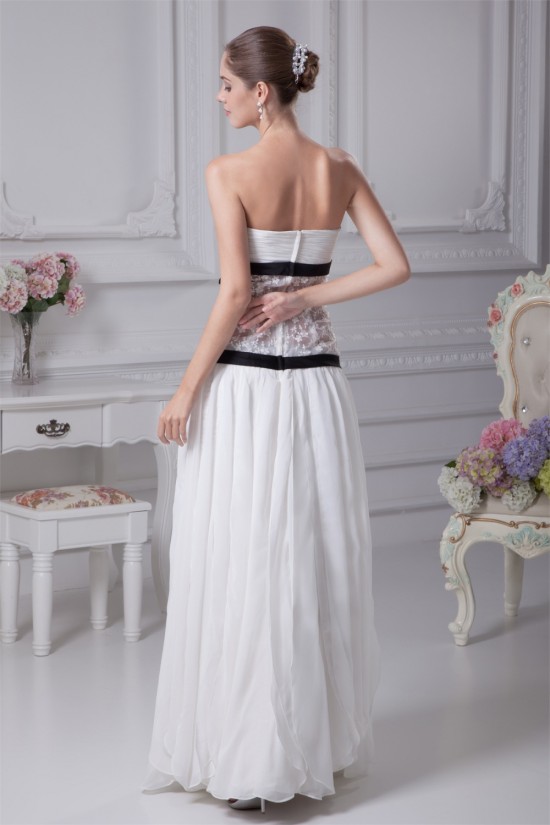 Chiffon Satin Lace Strapless Sheath/Column Wedding Dresses 2030095 Chiffon Satin Lace Strapless Sheath/Column Wedding Dresses 2030095