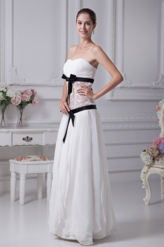 Chiffon Satin Lace Strapless Sheath/Column Wedding Dresses 2030095 Chiffon Satin Lace Strapless Sheath/Column Wedding Dresses 2030095