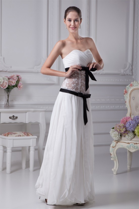Chiffon Satin Lace Strapless Sheath/Column Wedding Dresses 2030095 Chiffon Satin Lace Strapless Sheath/Column Wedding Dresses 2030095