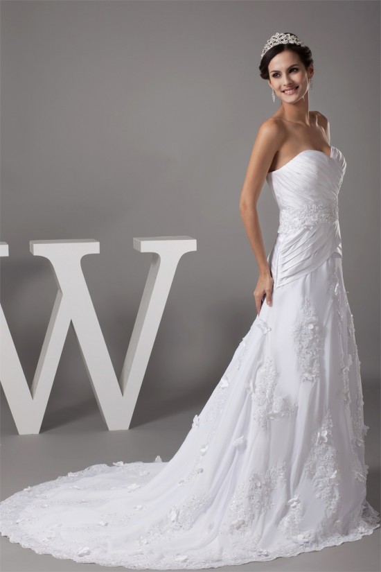 A-Line Sweetheart Chiffon Satin Lace Beaded Most Beautiful Wedding Dresses 2030096 A-Line Sweetheart Chiffon Satin Lace Beaded Most Beautiful Wedding Dresses 2030096