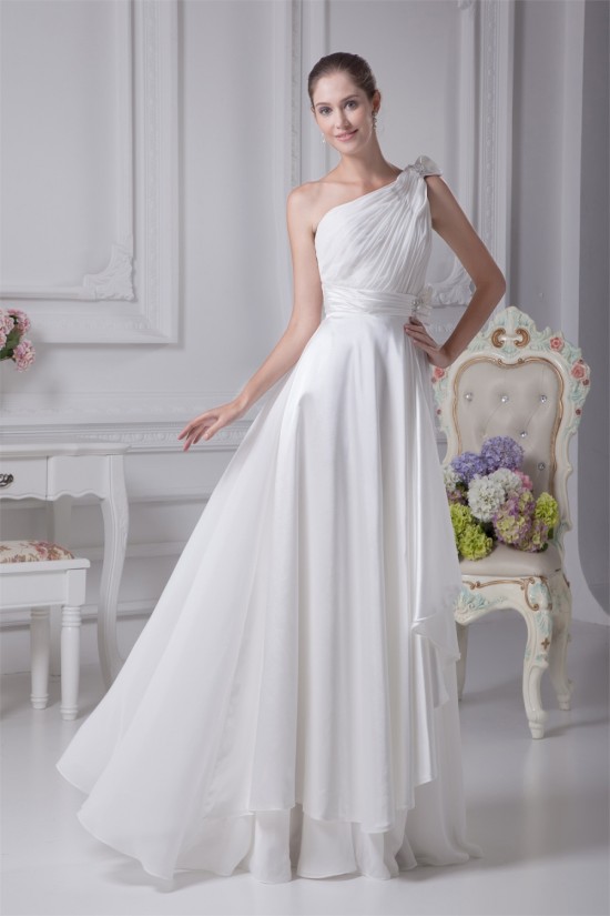 A-Line One-Shoulder Beaded Chiffon Satin Silk like Satin Wedding Dresses 2030098 A-Line One-Shoulder Beaded Chiffon Satin Silk like Satin Wedding Dresses 2030098