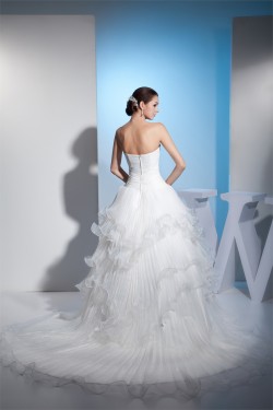 Ball Gown Strapless Chapel Train Wedding Dresses 2030099