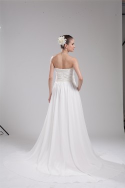 A-Line Strapless Chiffon Beaded Wedding Dresses 2030100