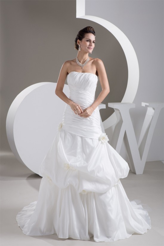 Strapless Satin Taffeta Sleeveless A-Line Wedding Dresses 2031001 Strapless Satin Taffeta Sleeveless A-Line Wedding Dresses 2031001