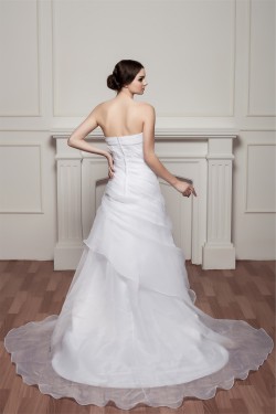 Strapless Sleeveless A-Line Satin Beautiful Wedding Dresses 2031002